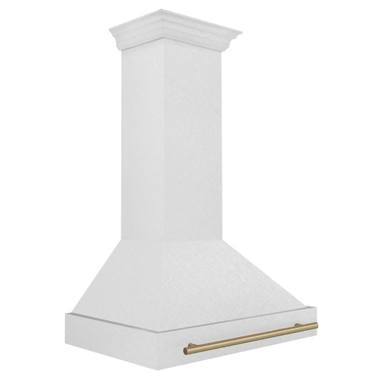 ZLINE Autograph Edition 36 in. Satin Stainless Steel Wall Mount Range Hood with Champagne Bronze Handle (8654SNZ-36-CB)