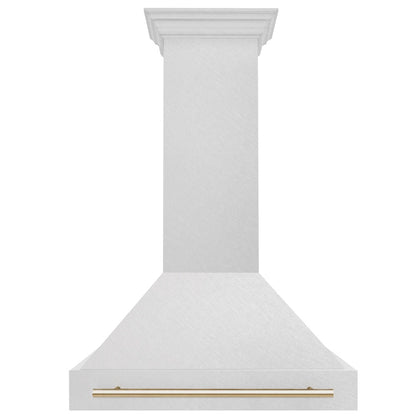 ZLINE Autograph Edition 36 in. Satin Stainless Steel Wall Mount Range Hood with Polished Gold Handle (8654SNZ-36-G)