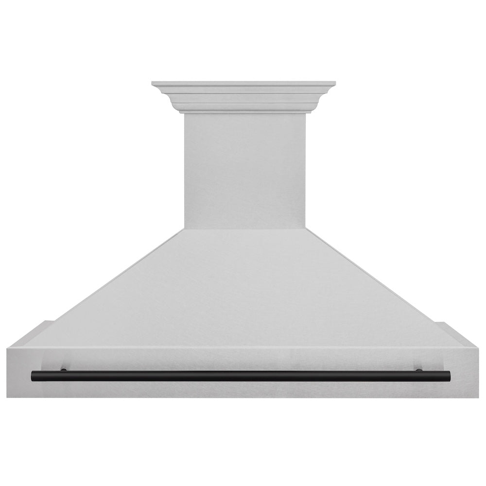 ZLINE Autograph Edition 48 in. Satin Stainless Steel Wall Mount Range Hood with Matte Black Handle (8654SNZ-48-MB)