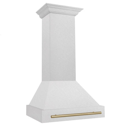 ZLINE Autograph Edition 30 in. Satin Stainless Steel Wall Mount Range Hood with Champagne Bronze Handle (8654SNZ-30-CB)