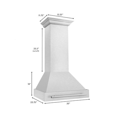 ZLINE 30 in. Satin Stainless Steel Wall Mount Range Hood with Stainless Steel Handle (8654SNX-30)