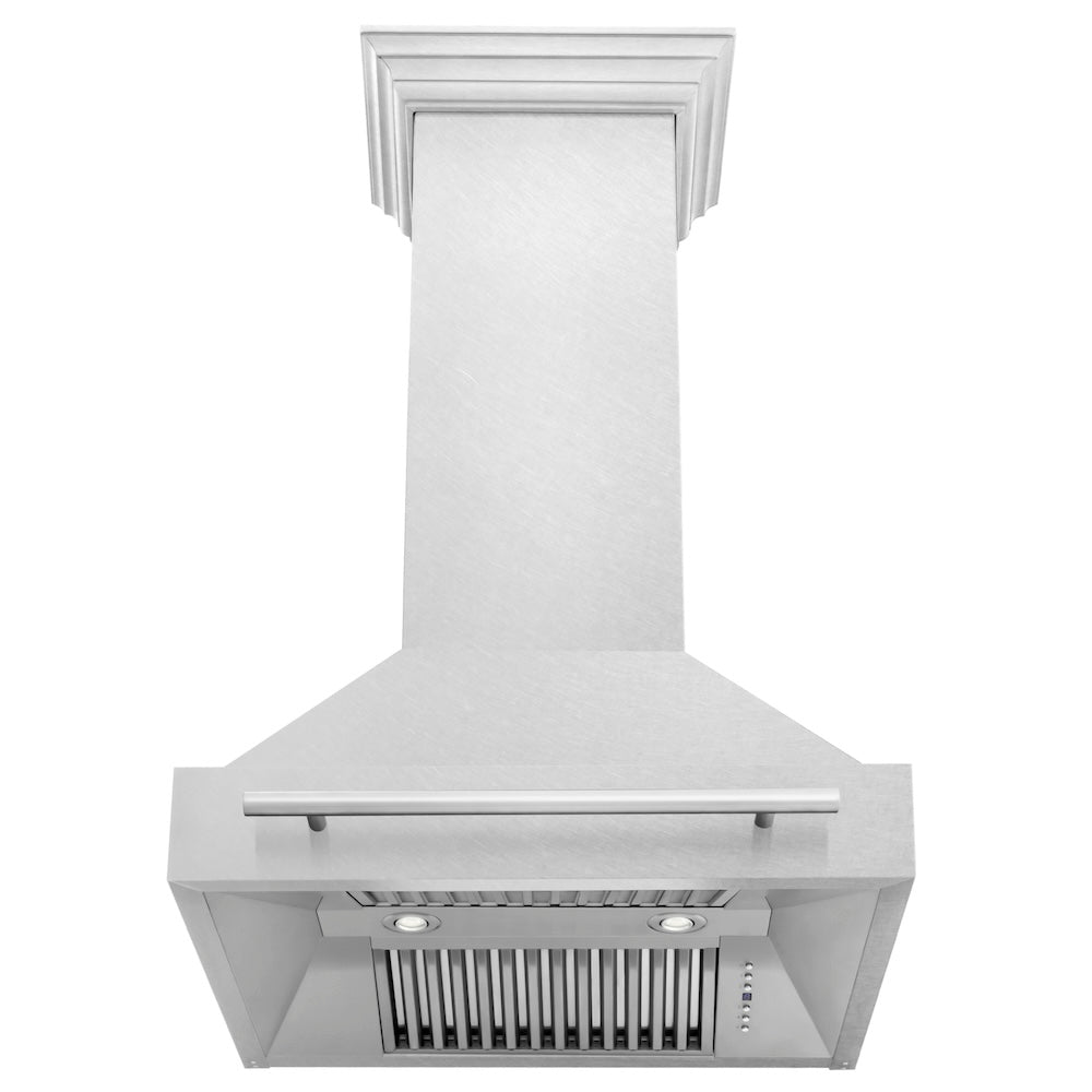 ZLINE 30 in. Satin Stainless Steel Wall Mount Range Hood with Stainless Steel Handle (8654SNX-30)