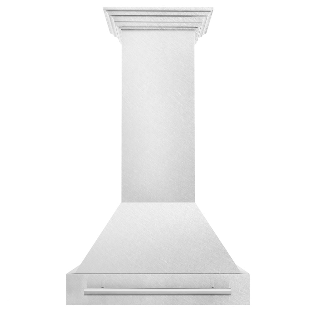 ZLINE 30 in. Satin Stainless Steel Wall Mount Range Hood with Stainless Steel Handle (8654SNX-30)