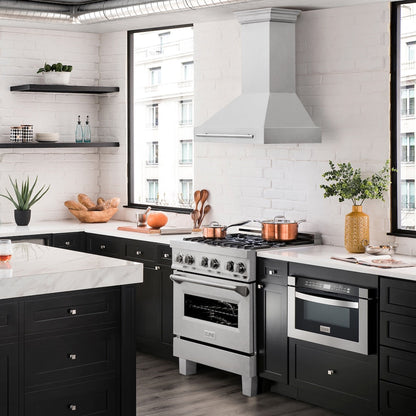 ZLINE 30 in. Satin Stainless Steel Wall Mount Range Hood with Stainless Steel Handle (8654SNX-30)