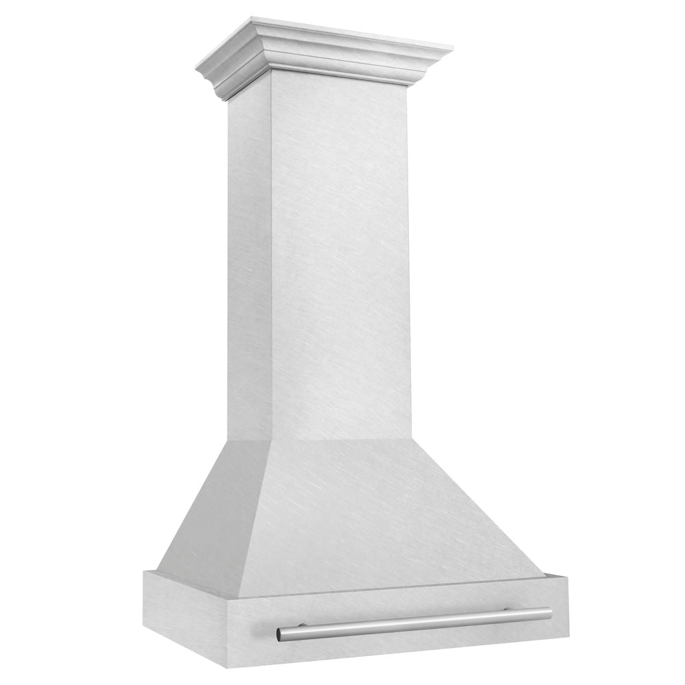 ZLINE 30 in. Satin Stainless Steel Wall Mount Range Hood with Stainless Steel Handle (8654SNX-30)