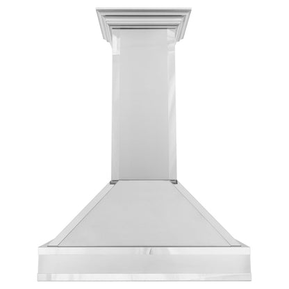 ZLINE 36 in. Designer Series Ducted Wall Mount Range Hood in Satin Stainless Steel with Mirror Accents (655MR-36)