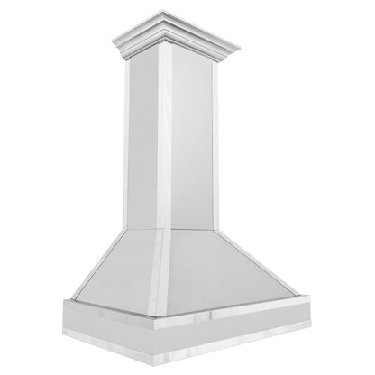 ZLINE 36 in. Designer Series Ducted Wall Mount Range Hood in Satin Stainless Steel with Mirror Accents (655MR-36)