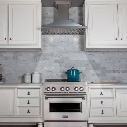 ZLINE 36 in. Designer Series Satin Stainless Steel Convertible Vent Wall Mount Range Hood (8KBS-36)