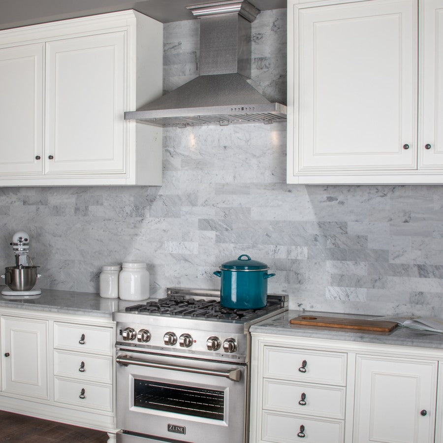 ZLINE 36 in. Designer Series Satin Stainless Steel Convertible Vent Wall Mount Range Hood (8KBS-36)