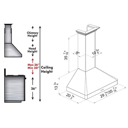 ZLINE 30 in. Ducted Wall Mount Range Hood in Satin Stainless Steel (8KF2S-30)