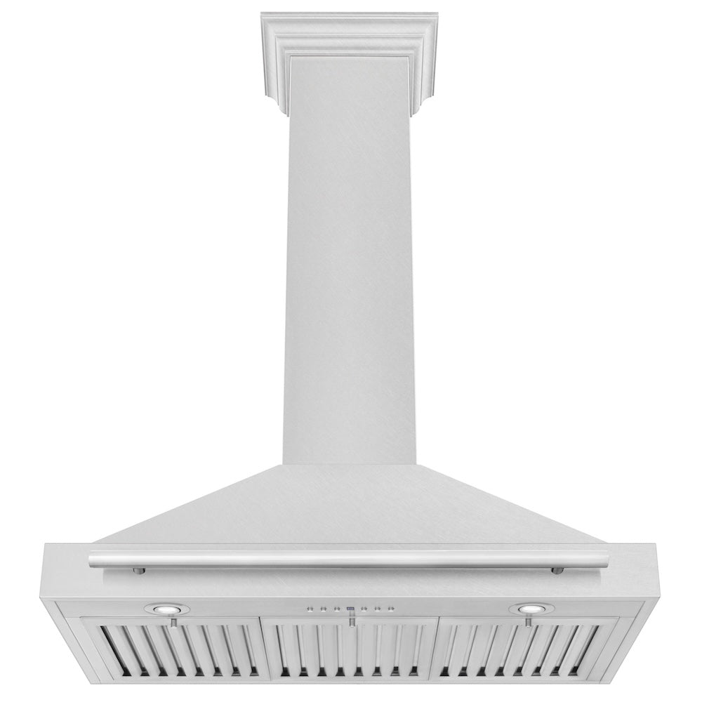 ZLINE 36 in. Convertible Satin Stainless Steel Wall Mount Range Hood with Stainless Steel Handle (KB4SNX-36)