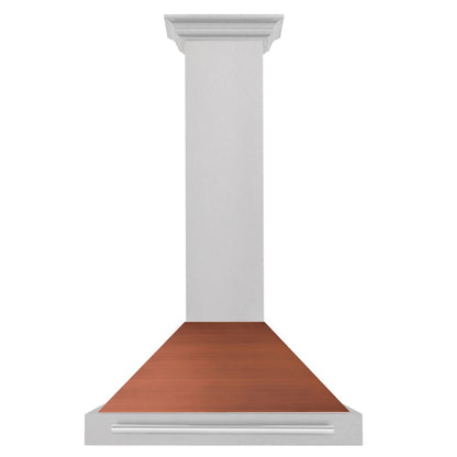 ZLINE 30 in. Convertible Satin Stainless Steel Wall Mount Range Hood with Copper Shell and Stainless Steel Handle (KB4SNX-C-30)