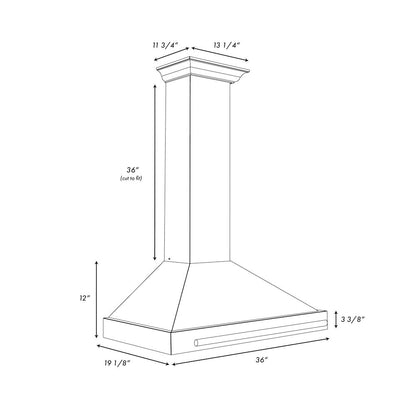 ZLINE 36 in. Convertible Satin Stainless Steel Wall Mount Range Hood with Copper Shell and Stainless Steel Handle (KB4SNX-C-36)