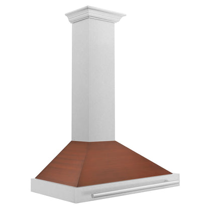 ZLINE 36 in. Convertible Satin Stainless Steel Wall Mount Range Hood with Copper Shell and Stainless Steel Handle (KB4SNX-C-36)