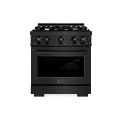 ZLINE 30 in. 4.2 cu. ft. Select Gas Range with 4 Burner Cooktop and Convection Gas Oven in Black Stainless Steel (HGRB-30)