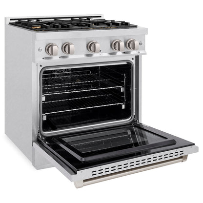 ZLINE 30 in. 4.2 cu. ft. Select Dual Fuel Range with Gas Cooktop and Electric Convection Oven in Satin Stainless Steel with 4 Brass Burners (HDRS-BR-30)