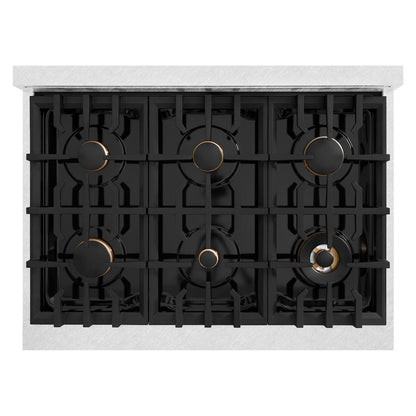 ZLINE 36 in. 5.2 cu. ft. Select Dual Fuel Range with Gas Cooktop and Electric Convection Oven in Satin Stainless Steel with 6 Brass Burners (HDRS-BR-36)
