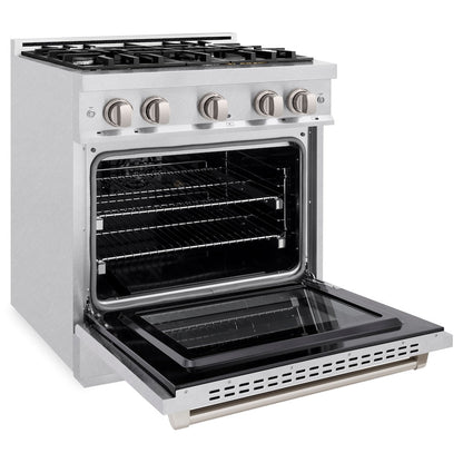 ZLINE 30 in. 4.2 cu. ft. Select Dual Fuel Range with 4 Burner Gas Cooktop and Electric Convection Oven in Satin Stainless Steel (HDRS-30)