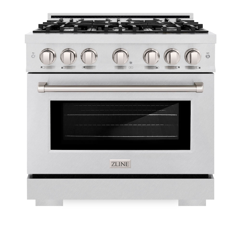 ZLINE 36 in. 5.2 cu. ft. Select Dual Fuel Range with 6 Burner Gas Cooktop and Electric Convection Oven in Satin Stainless Steel (HDRS-36)