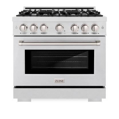 ZLINE 36 in. 5.2 cu. ft. Select Dual Fuel Range with 6 Burner Gas Cooktop and Electric Convection Oven in Satin Stainless Steel (HDRS-36)