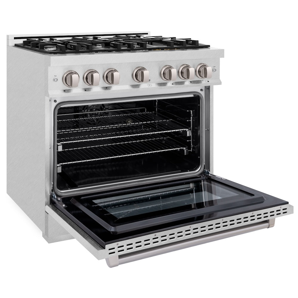 ZLINE 36 in. 5.2 cu. ft. Select Dual Fuel Range with 6 Burner Gas Cooktop and Electric Convection Oven in Satin Stainless Steel (HDRS-36)