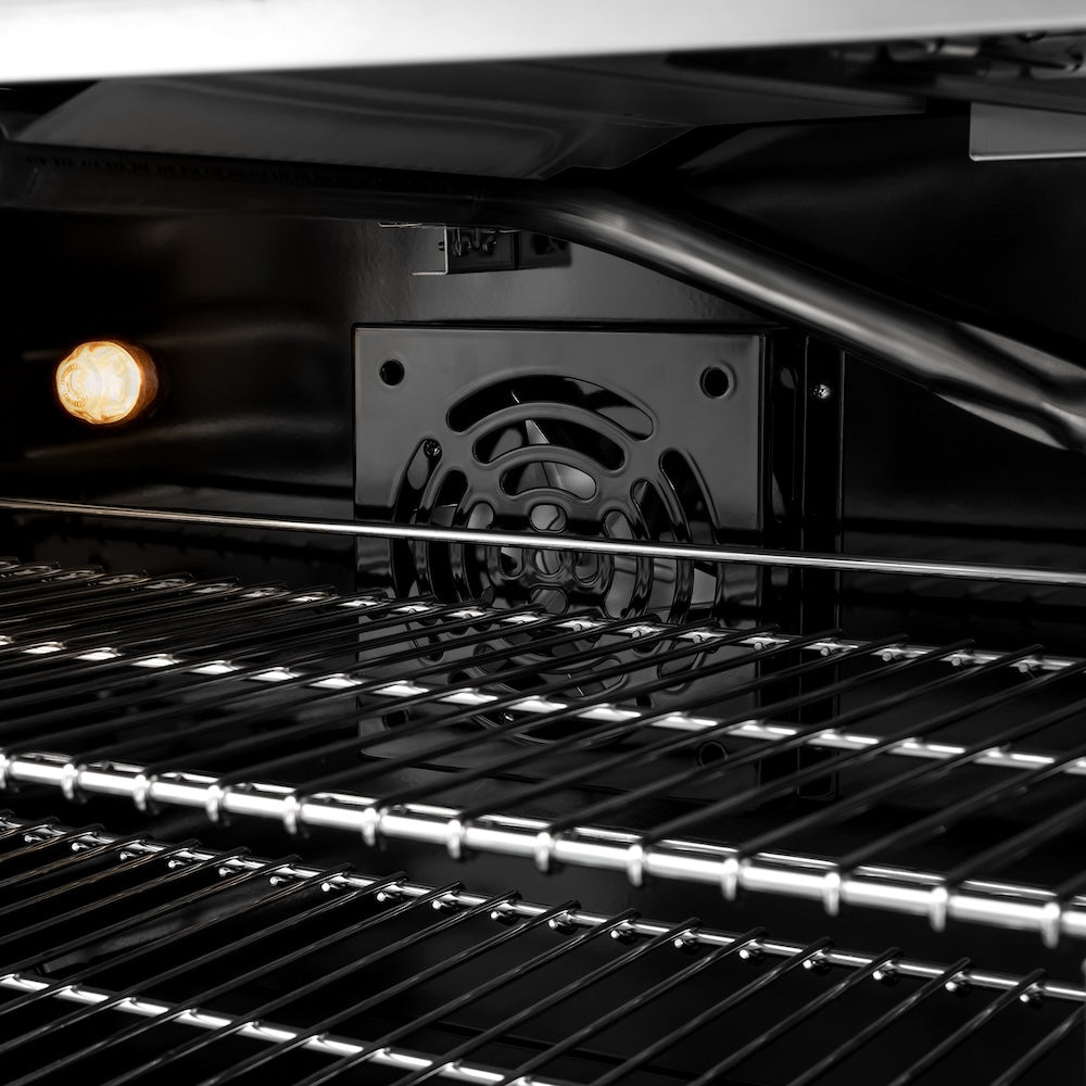 ZLINE 30 in. 4.2 cu. ft. Select Gas Range with 4 Burner Cooktop and Convection Gas Oven in Satin Stainless Steel with Black Matte Door (HGRS-BLM-30)