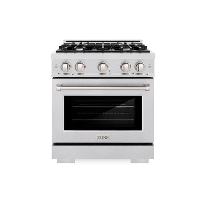 ZLINE 30 in. 4.2 cu. ft. Select Gas Range with 4 Burner Cooktop and Convection Gas Oven in Satin Stainless Steel (HGRS-30)