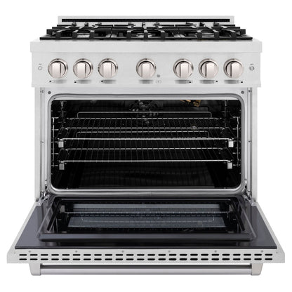 ZLINE 36 in. 5.2 cu. ft. Select Gas Range with 6 Burner Cooktop and Convection Gas Oven in Satin Stainless Steel (HGRS-36)