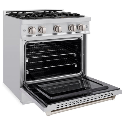 ZLINE 30 in. 4.2 cu. ft. Select Dual Fuel Range with 4 Burner Gas Cooktop and Electric Convection Oven in Stainless Steel (HDR30)