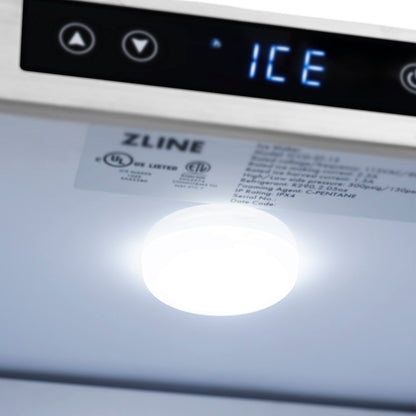 ZLINE Autograph Edition 15 in. Touchstone Clear Cube Ice Maker with Drain Pump and Black Matte Door with Polished Gold Handle (ICCDZ-BLM-15-G)