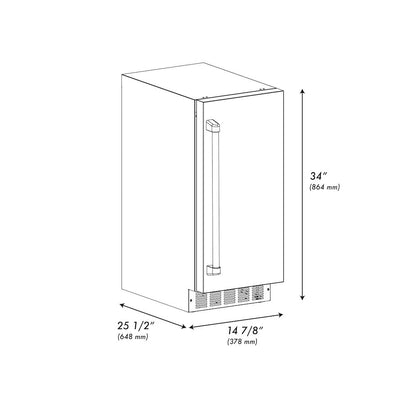 ZLINE Autograph Edition 15 in. Touchstone Clear Cube Ice Maker with Drain Pump and Black Matte Door with Polished Gold Handle (ICCDZ-BLM-15-G)