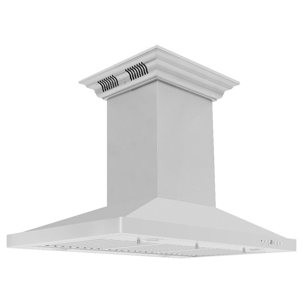 ZLINE 30 in. CrownSound™ Ducted Vent Island Mount Range Hood in Stainless Steel with Built-in Bluetooth Speakers (GL2iCRN-BT-30)