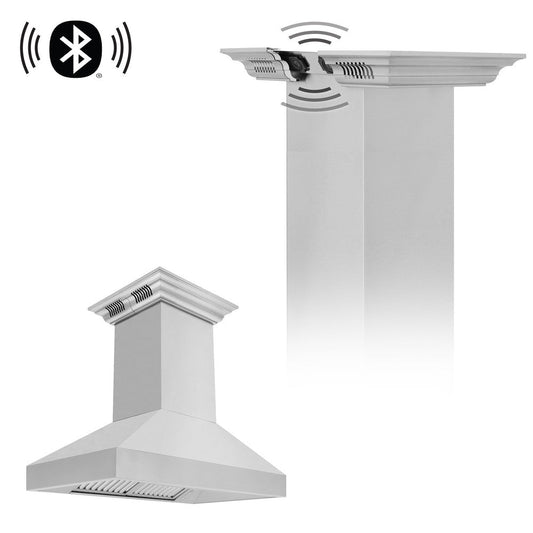 ZLINE 48 in. CrownSound™ Ducted Vent Island Mount Range Hood in Stainless Steel with Built-in Bluetooth Speakers (597iCRN-BT-48)