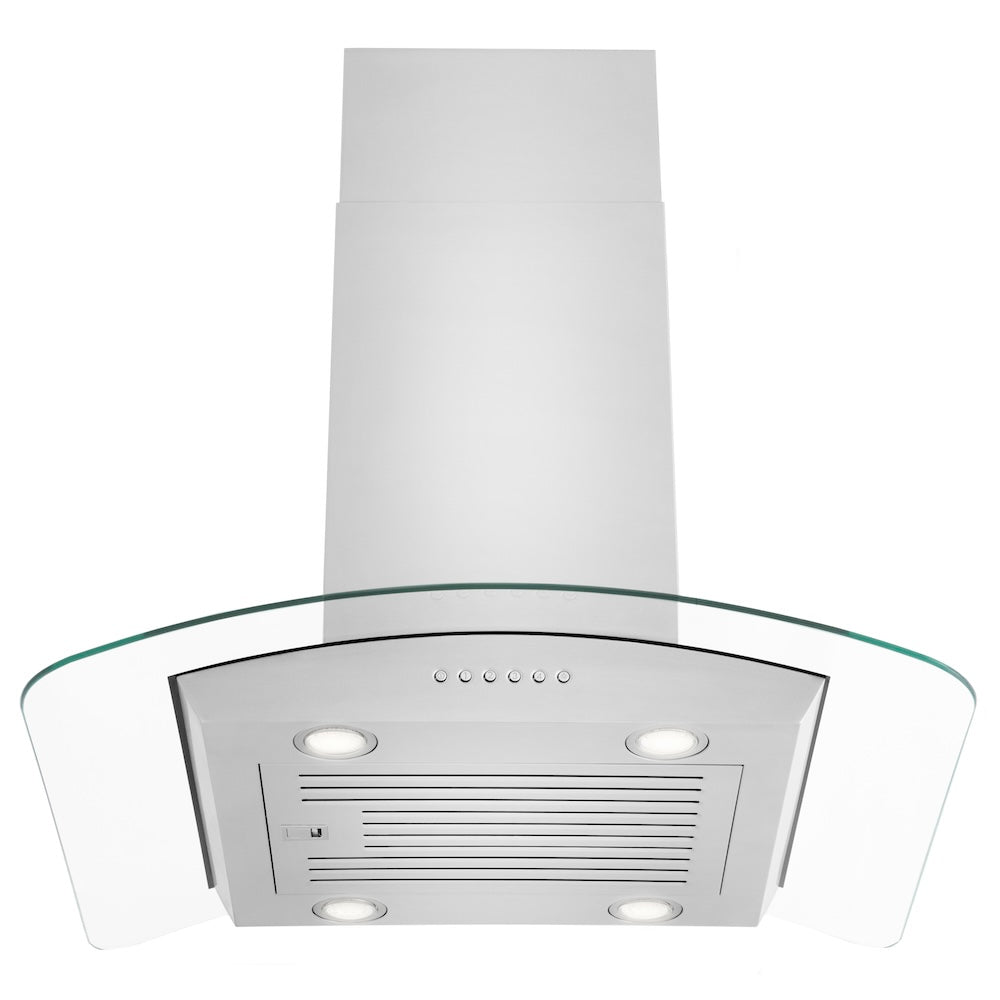 ZLINE 30 in. Alpine Series Convertible Island Mount Range Hood in Stainless Steel and Glass (ALP70IS-30)