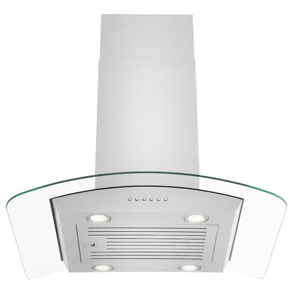 ZLINE 30 in. Alpine Series Convertible Island Mount Range Hood in Stainless Steel and Glass (ALP70IS-30)