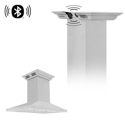 ZLINE 30 in. CrownSound™ Ducted Vent Island Mount Range Hood in Stainless Steel with Built-in Bluetooth Speakers (GL2iCRN-BT-30)