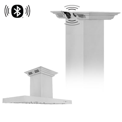 ZLINE 30 in. CrownSound™ Ducted Vent Island Mount Range Hood in Stainless Steel with Built-in Bluetooth Speakers (KE2iCRN-BT-30)