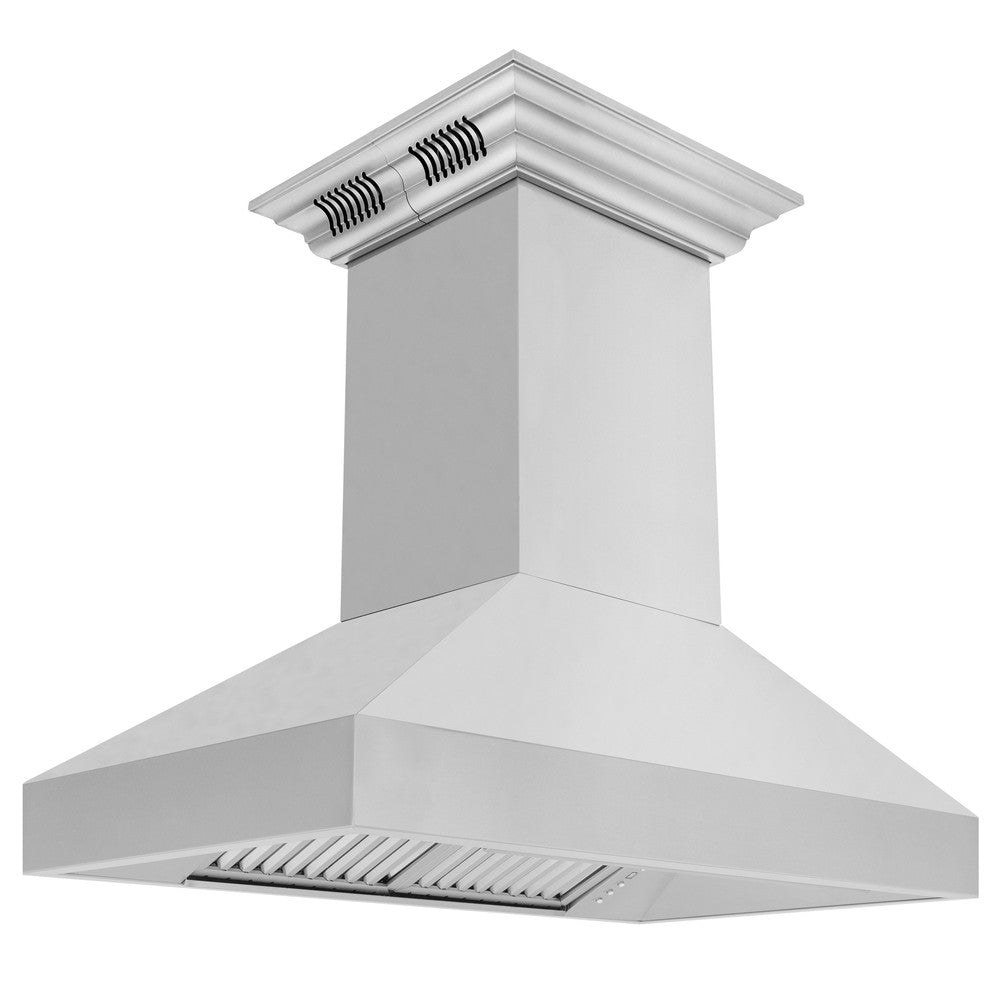 ZLINE 48 in. CrownSound™ Ducted Vent Island Mount Range Hood in Stainless Steel with Built-in Bluetooth Speakers (597iCRN-BT-48)