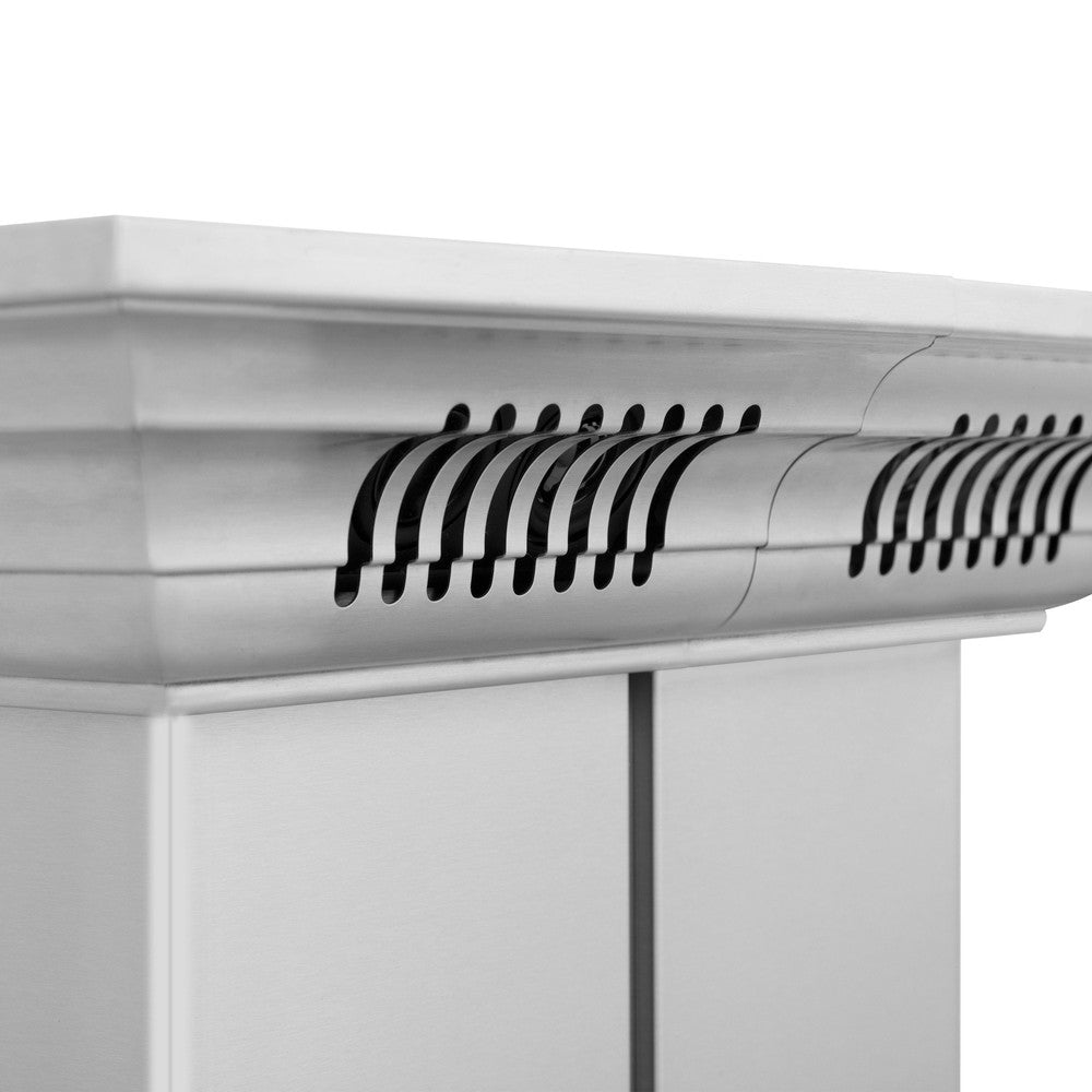 ZLINE 30 in. CrownSound™ Ducted Vent Island Mount Range Hood in Stainless Steel and Glass with Built-in Bluetooth Speakers (GL9iCRN-BT-30)