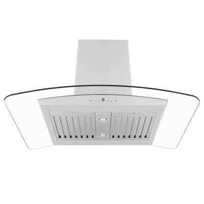 ZLINE 36 in. Convertible Vent Island Mount Range Hood in Stainless Steel and Glass (GL5i-36)