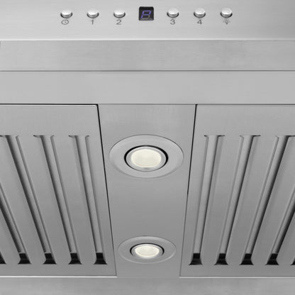 ZLINE 36 in. CrownSound™ Ducted Vent Island Mount Range Hood in Stainless Steel and Glass with Built-in Bluetooth Speakers (GL5iCRN-BT-36)