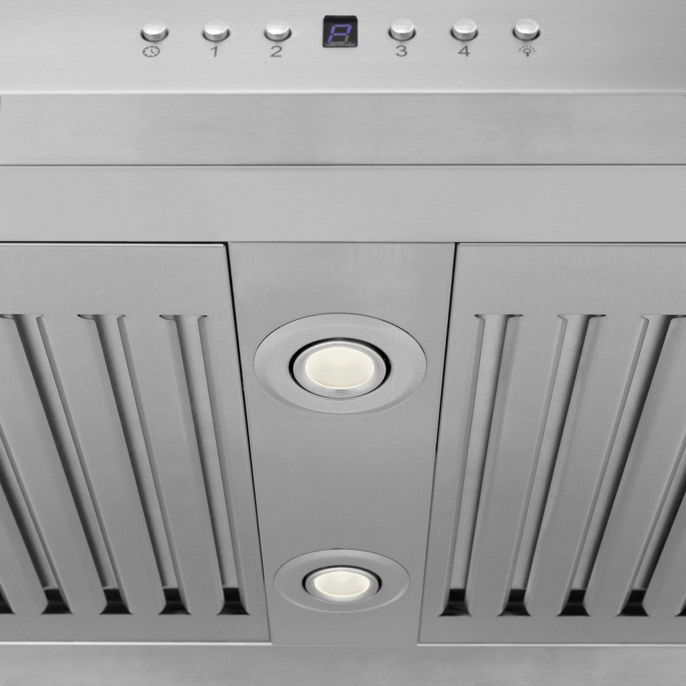 ZLINE 30 in. CrownSound™ Ducted Vent Island Mount Range Hood in Stainless Steel and Glass with Built-in Bluetooth Speakers (GL5iCRN-BT-30)