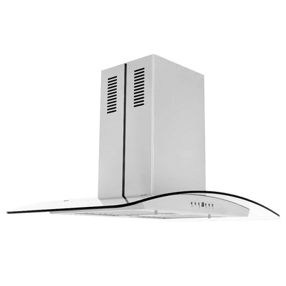 ZLINE 36 in. Convertible Vent Island Mount Range Hood in Stainless Steel and Glass (GL5i-36)