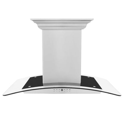 ZLINE 30 in. CrownSound™ Ducted Vent Island Mount Range Hood in Stainless Steel and Glass with Built-in Bluetooth Speakers (GL5iCRN-BT-30)