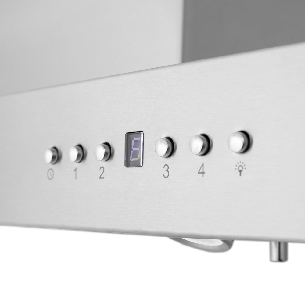 ZLINE 30 in. CrownSound™ Ducted Vent Island Mount Range Hood in Stainless Steel with Built-in Bluetooth Speakers (KE2iCRN-BT-30)