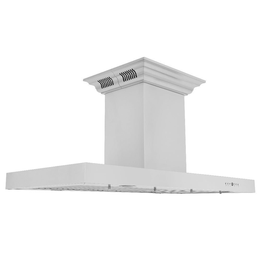 ZLINE 30 in. CrownSound™ Ducted Vent Island Mount Range Hood in Stainless Steel with Built-in Bluetooth Speakers (KE2iCRN-BT-30)