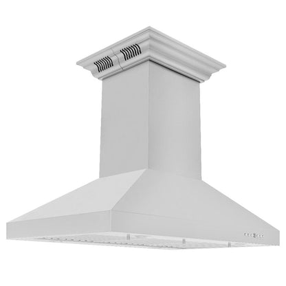 ZLINE 42 in. CrownSound™ Ducted Vent Island Mount Range Hood in Stainless Steel with Built-in Bluetooth Speakers (KL3iCRN-BT-42)