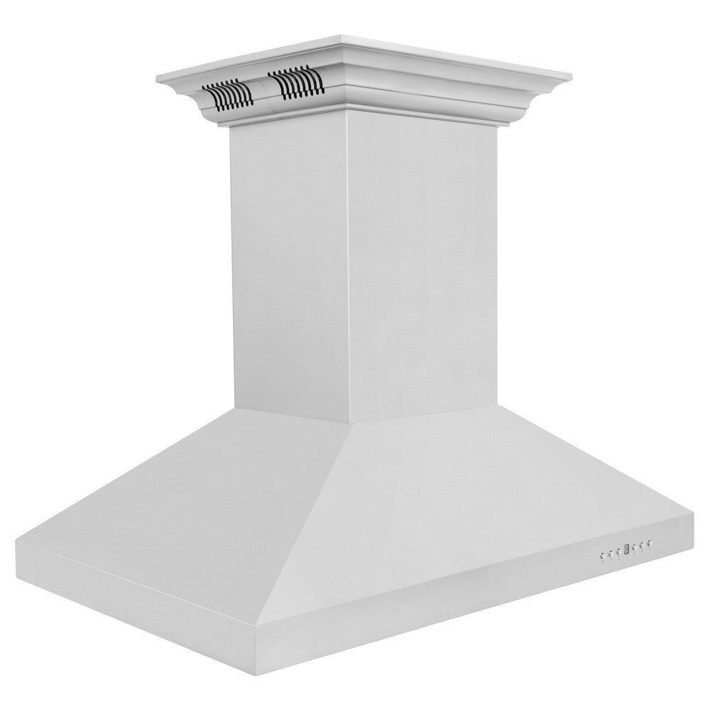 ZLINE 42 in. CrownSound™ Ducted Vent Island Mount Range Hood in Stainless Steel with Built-in Bluetooth Speakers (KL3iCRN-BT-42)