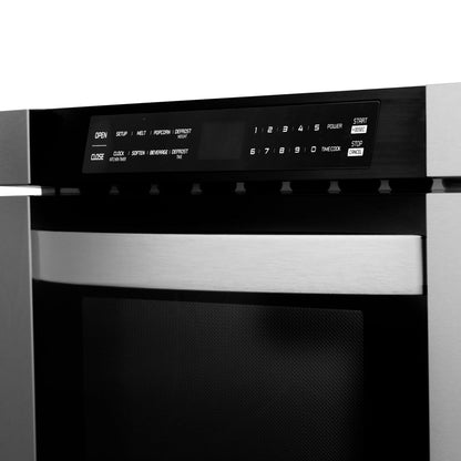 ZLINE Kitchen Package with 36 in. French Door Refrigerator, 36 in. Dual Fuel Range, 36 in. Range Hood, 24 in. Microwave Drawer, 24 in. Tall Tub Dishwasher and 24 in. Beverage Fridge in Stainless Steel (6KPR-RARH36-MWDWV-RBV)