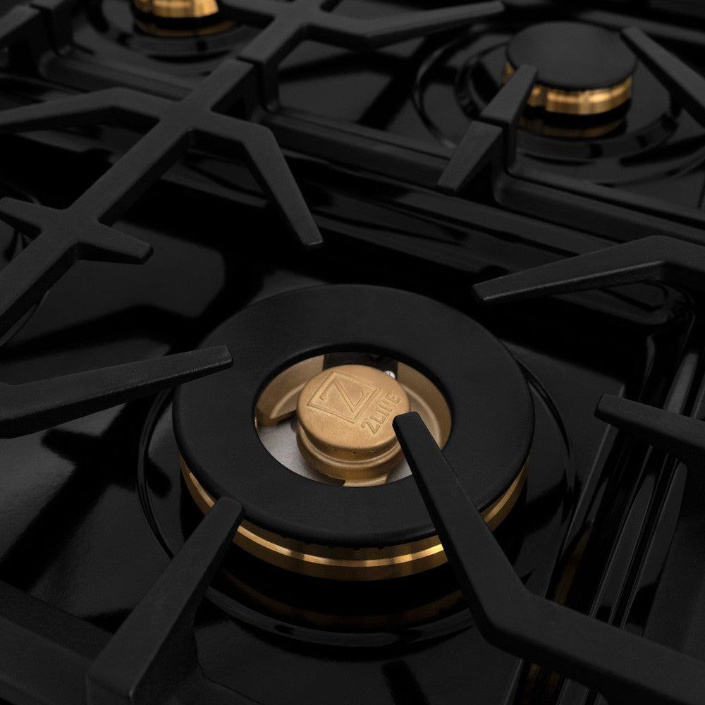 ZLINE Autograph Edition 60 in. 7.4 cu. ft. Legacy Dual Fuel Range with 9 Burner Gas Cooktop and 2 Electric Convection Ovens in Stainless Steel and Polished Gold Accents (RAZ-60-G)